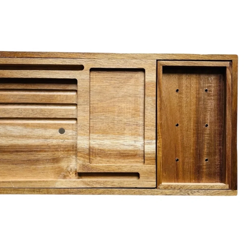 XCE Lifestyle Wooden Bath Caddy Tray with Expandable Design